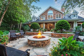 Fire pit and back porch at The Estates at Ballantyne, Charlotte, NC